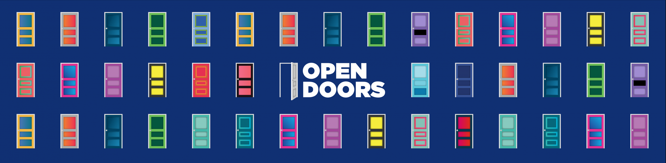 decorative open doors branded header