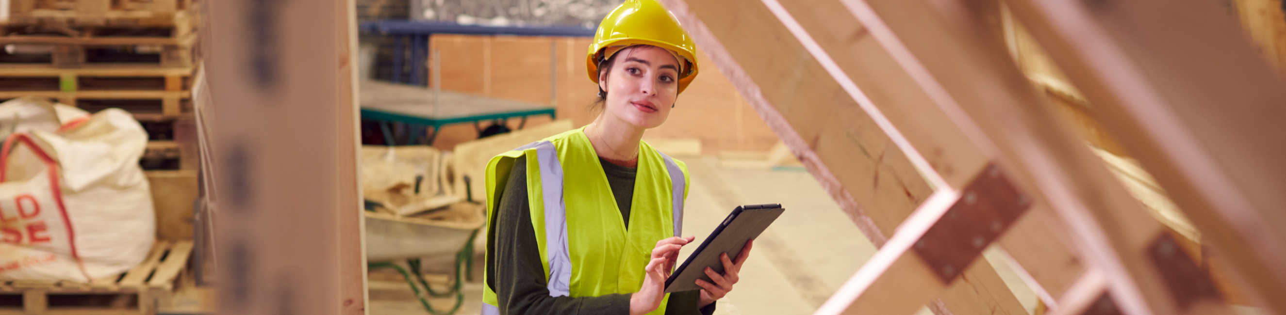 Female construction safety inspector on site