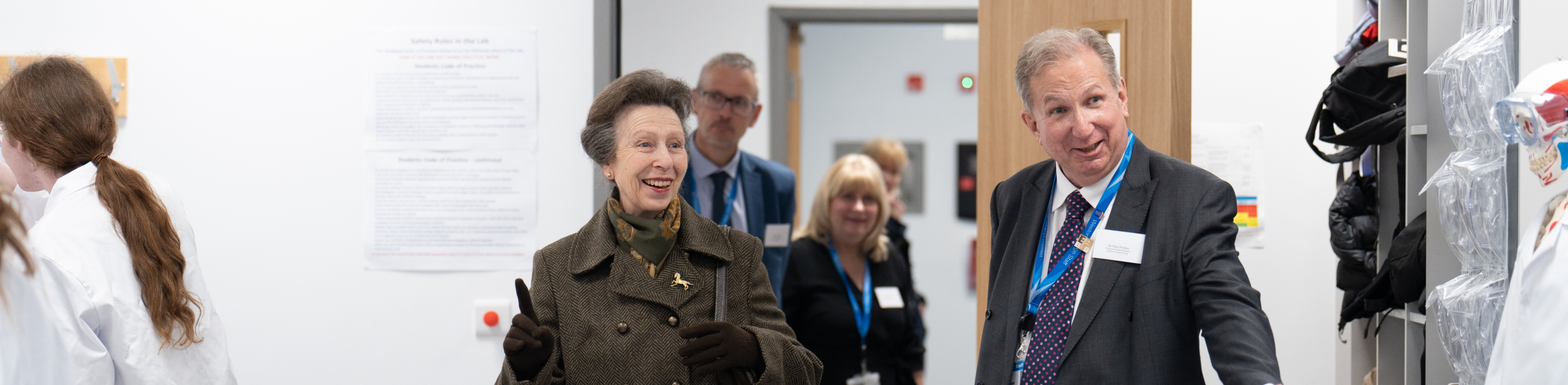 HRH Princess Royal walking with Sir Paul Phillips