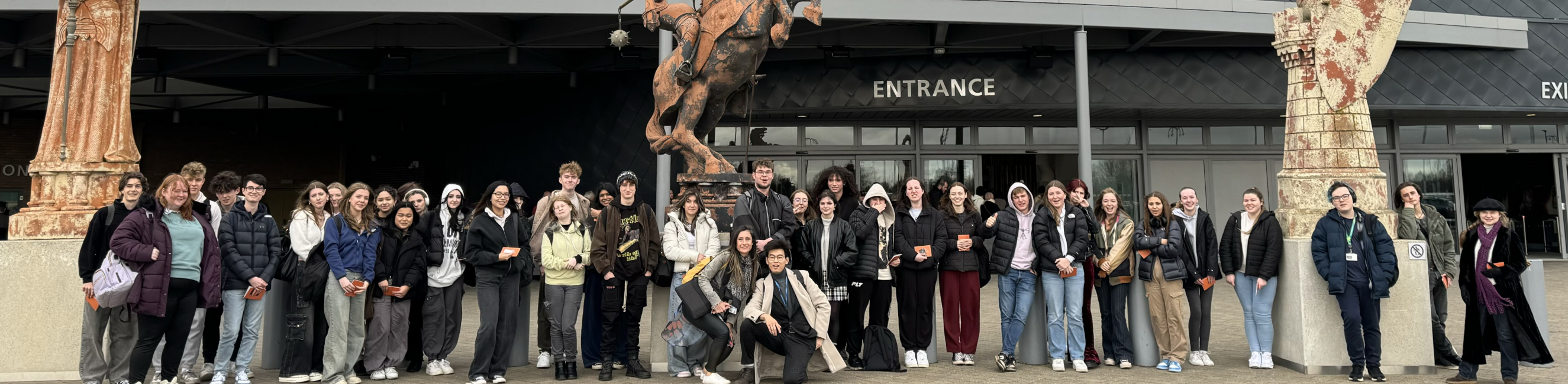 Students and teachers outside harry potter studios