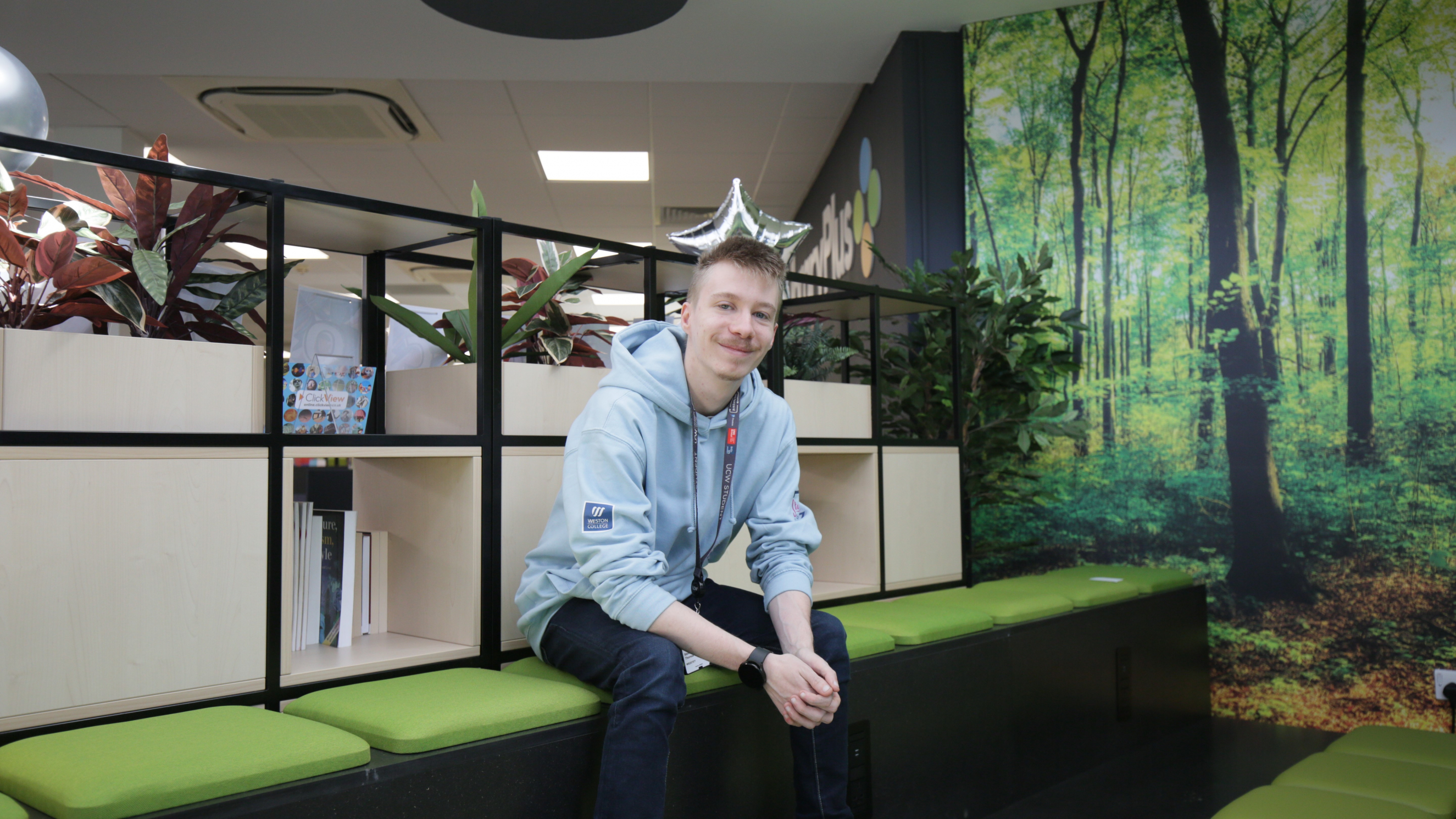 Student sat in Loxton Library