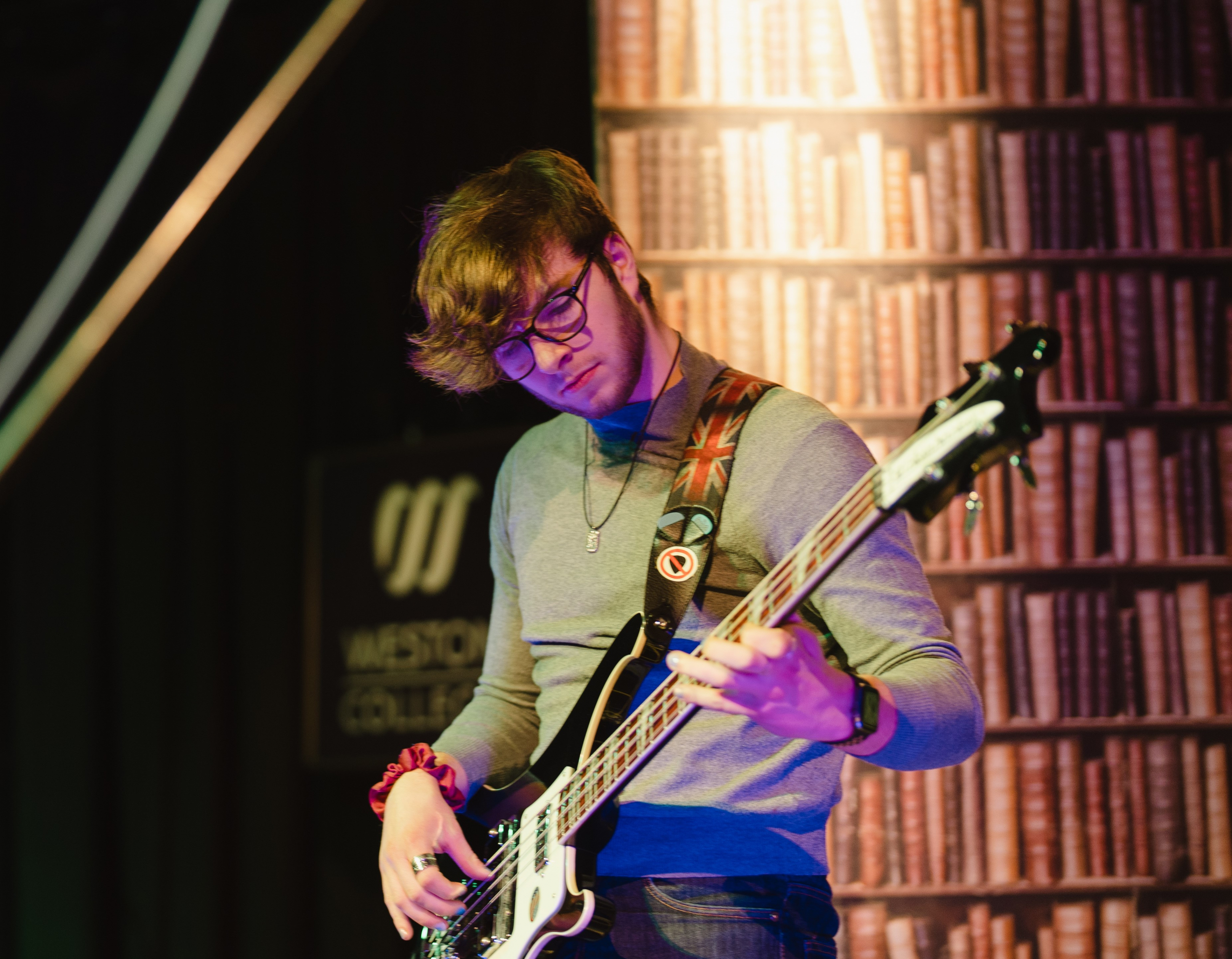 Music learner playing the guitar