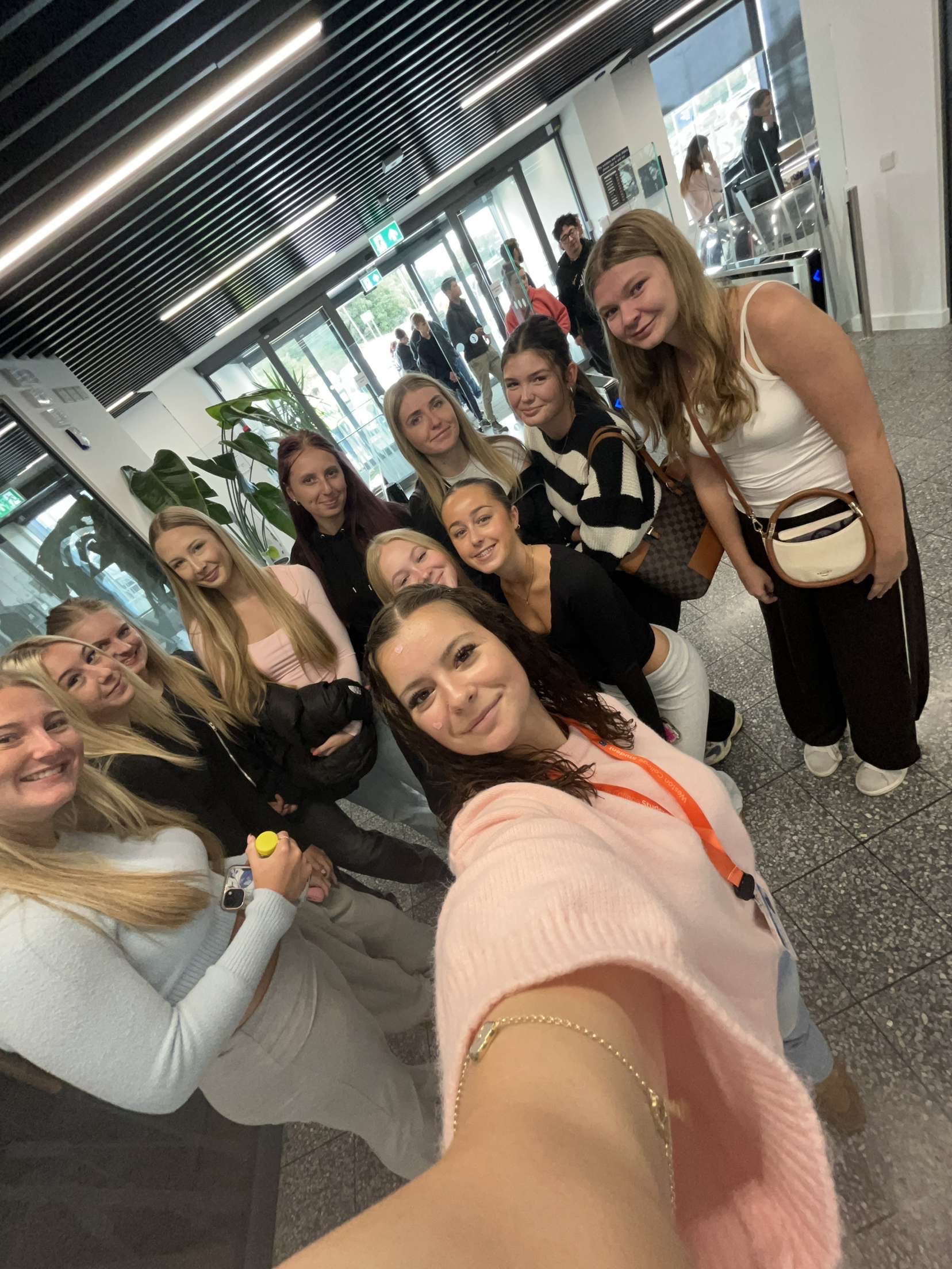 Students taking a 0.5 selfie at Bristol Airport