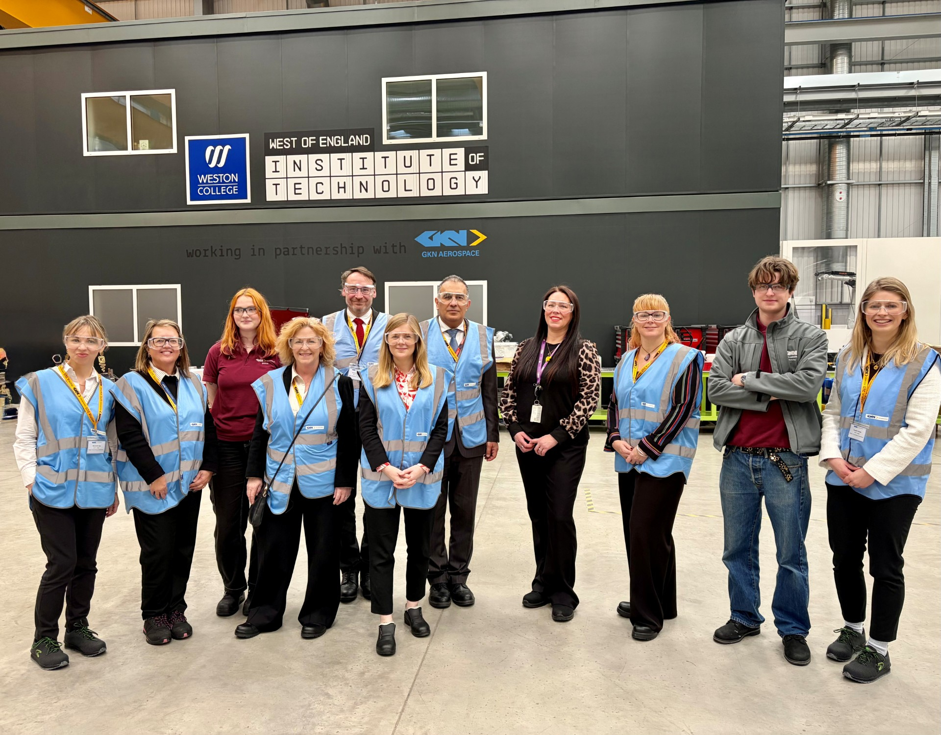 Group photo of visit at GKN Aerospace