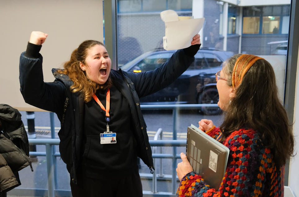 Student celebrating their results