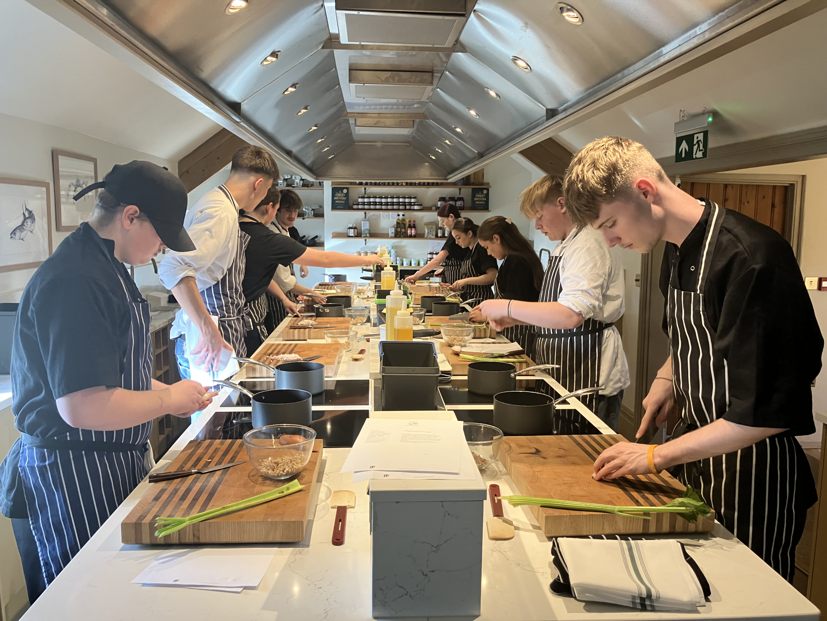 Hospitality and Catering students making risotto
