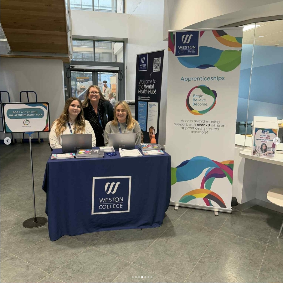 Apprenticeship Team Sat at 1-1 Table at Apprenticeship Open Evening