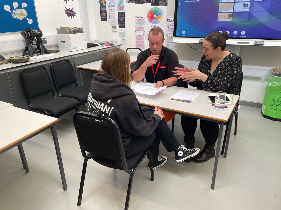 Members of Swissport interviewing an Automotive student