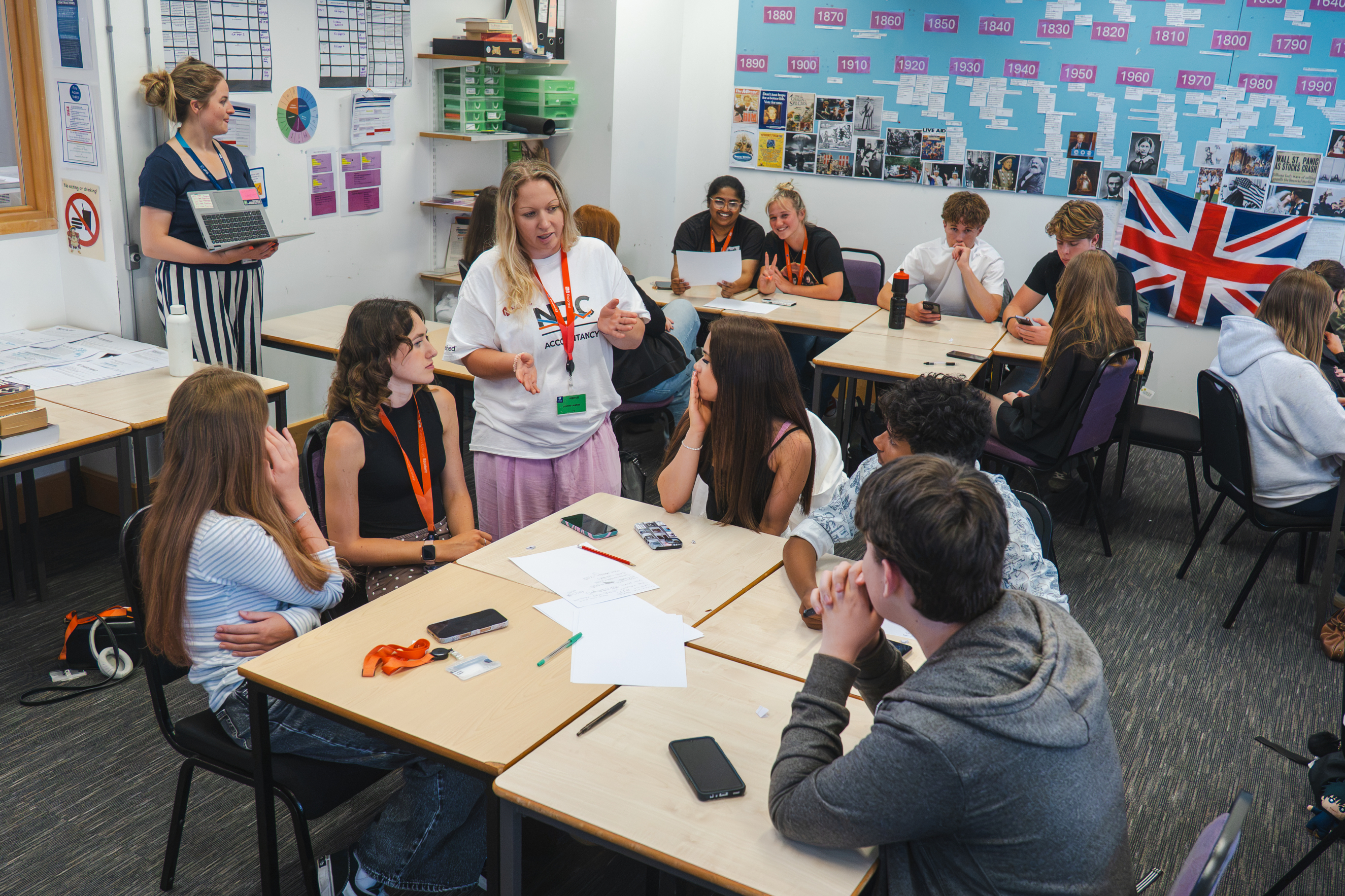 Employer talking to a table of students