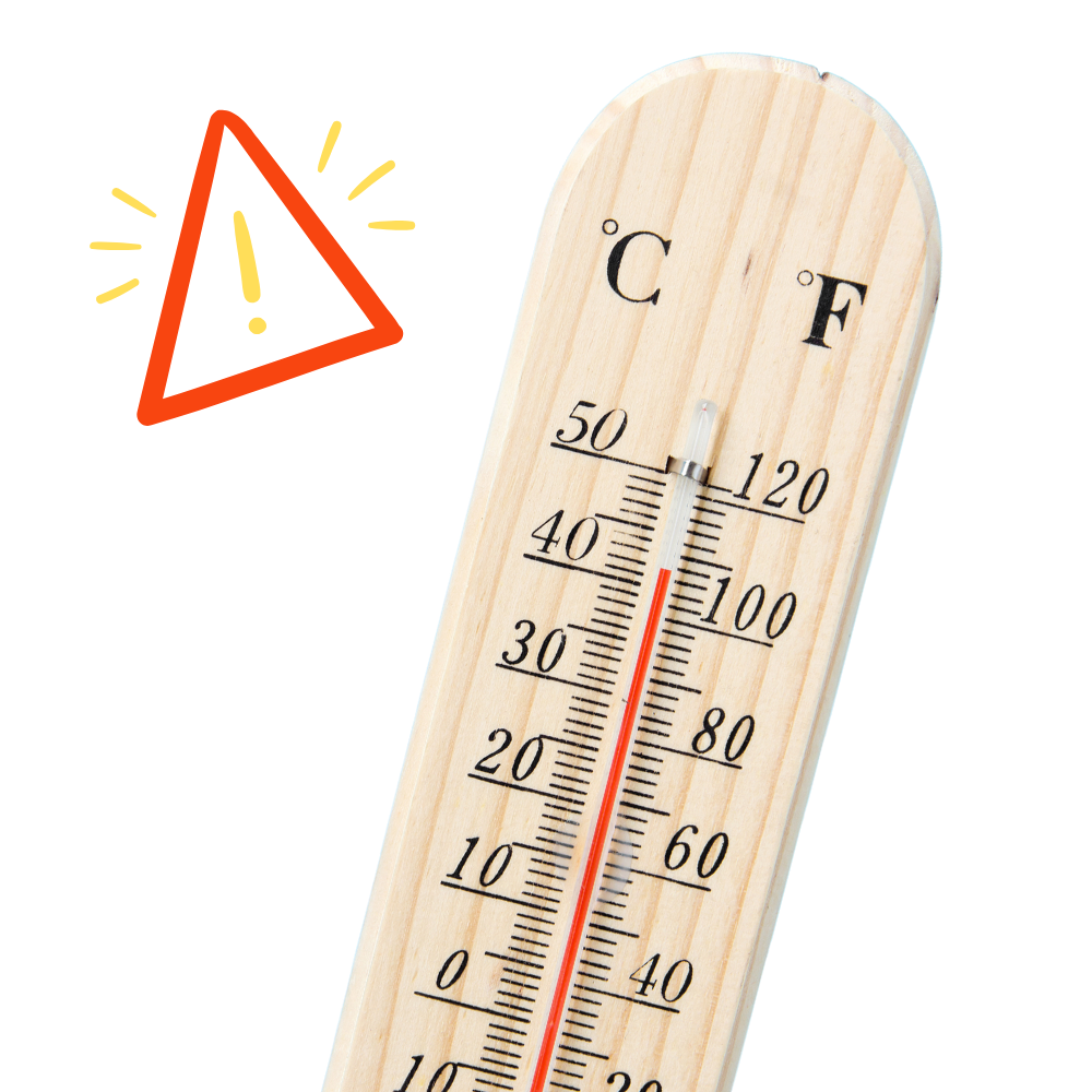 thermometer showing 35 degrees plus