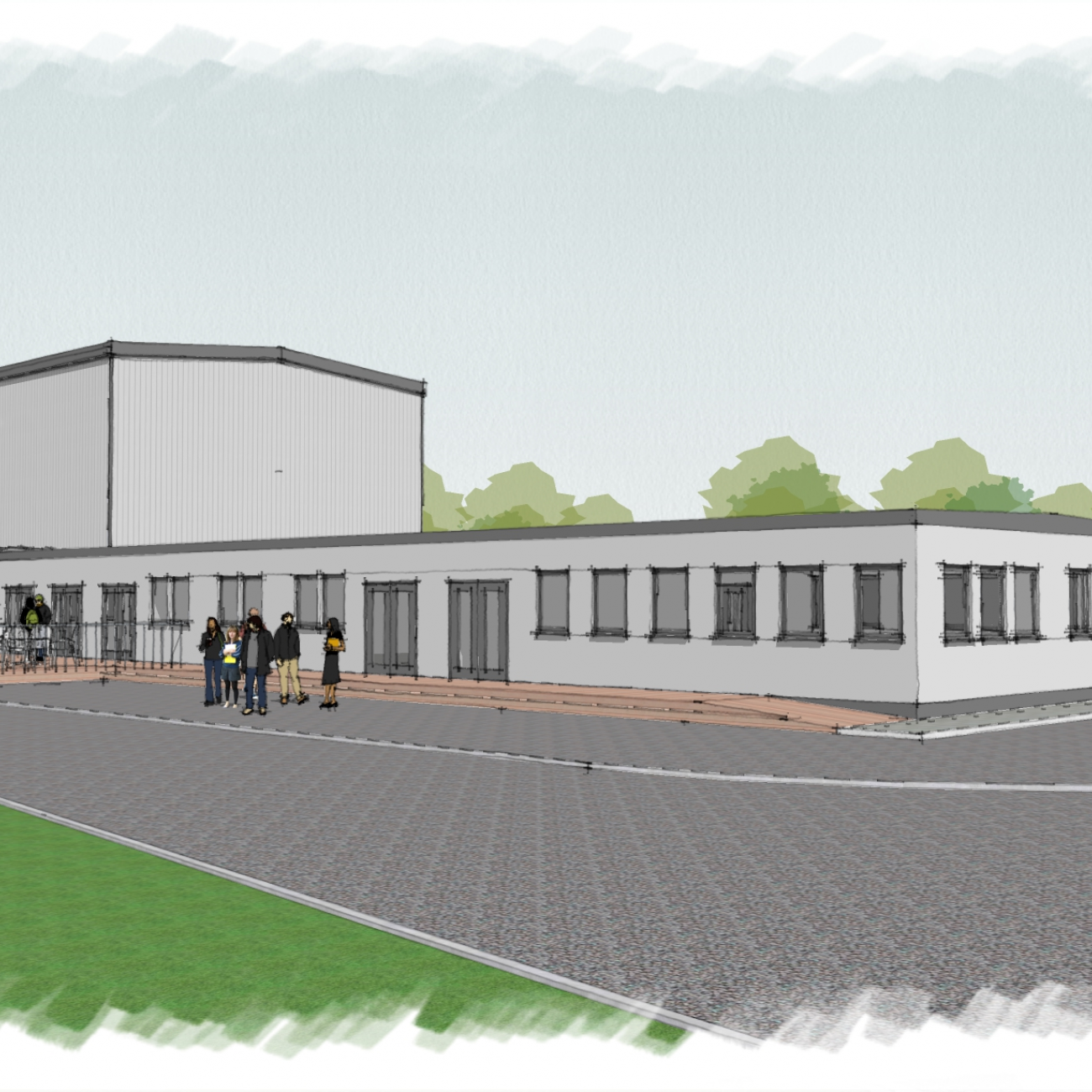 Classroom with students outside