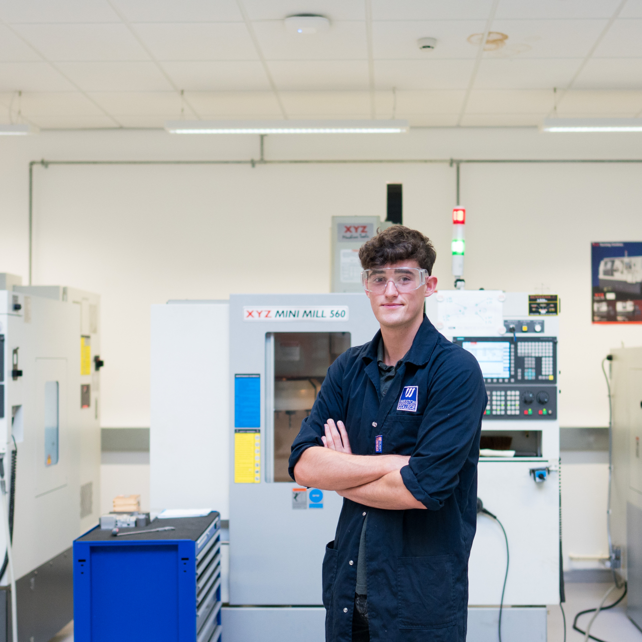 Owen Davies, engineering student in workshop