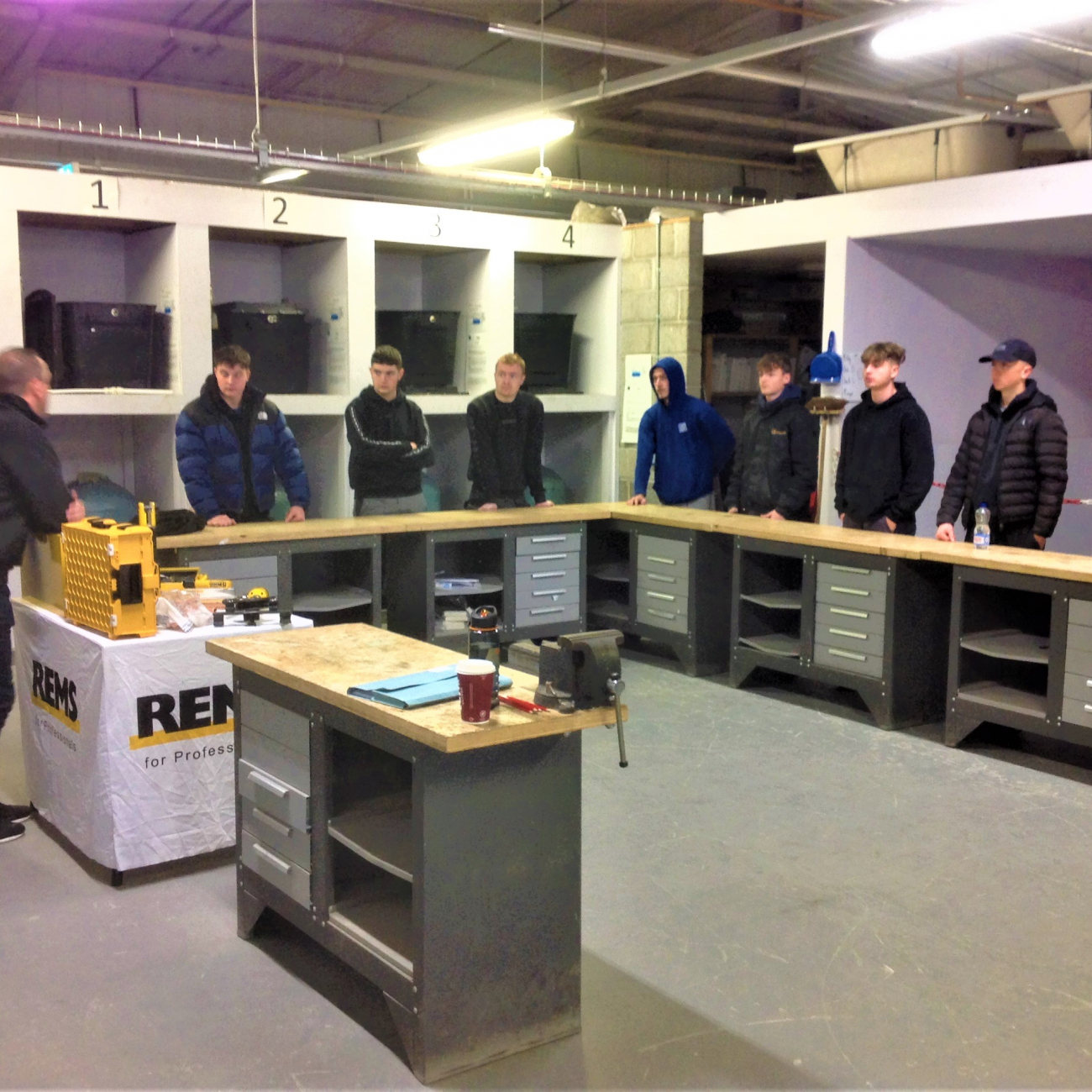 REMS showcasing their products to Weston College plumbing learners