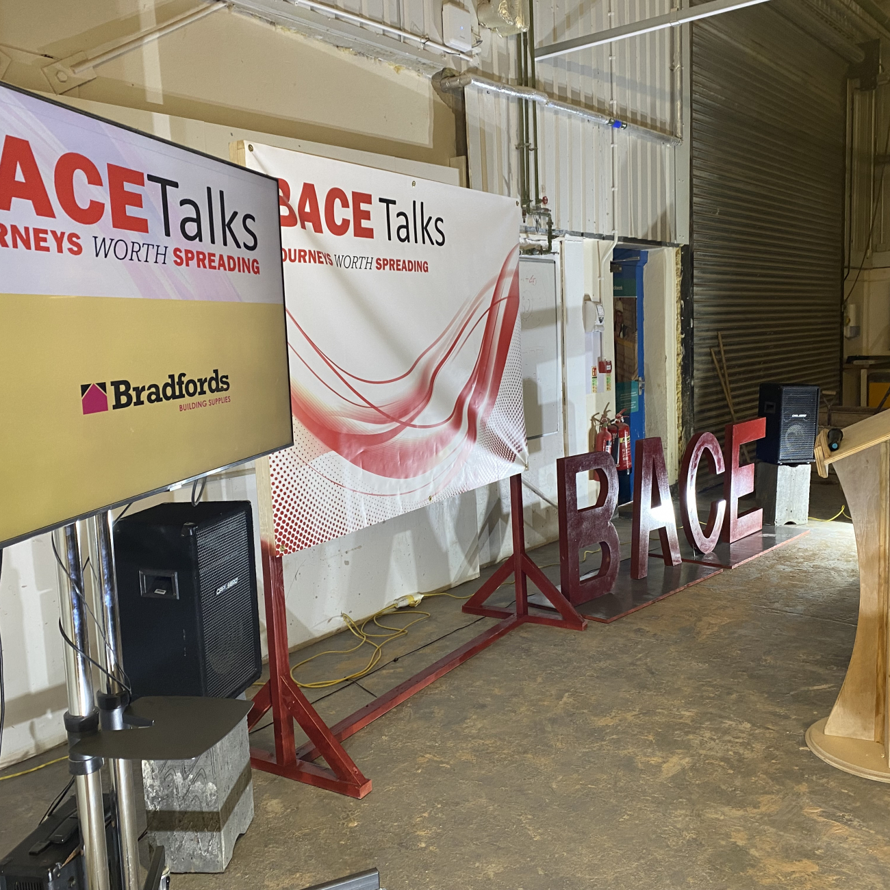 BACE Talks backdrop - screen by signage