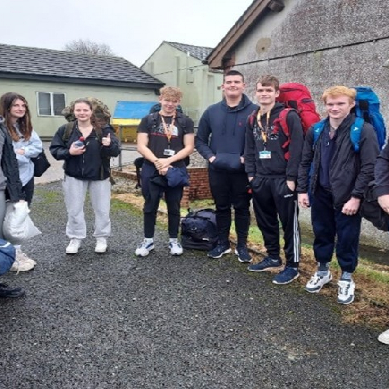Group of Public Services learners smiling on trip for careers week