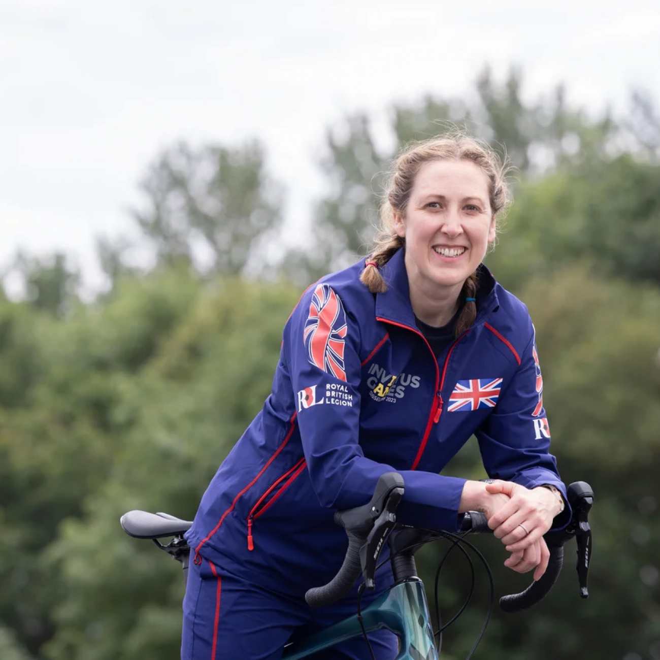Becky York on a bicycle