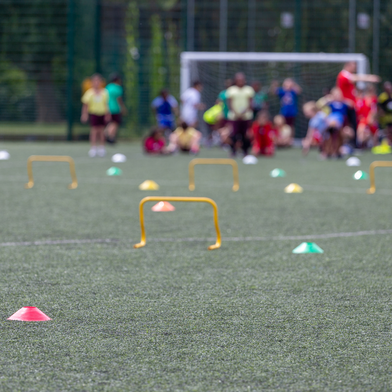 Sports pitch with students