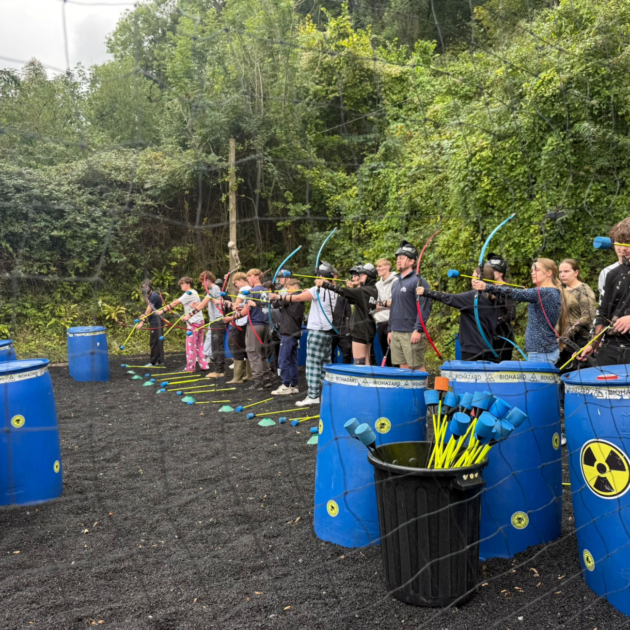 Students doing archery
