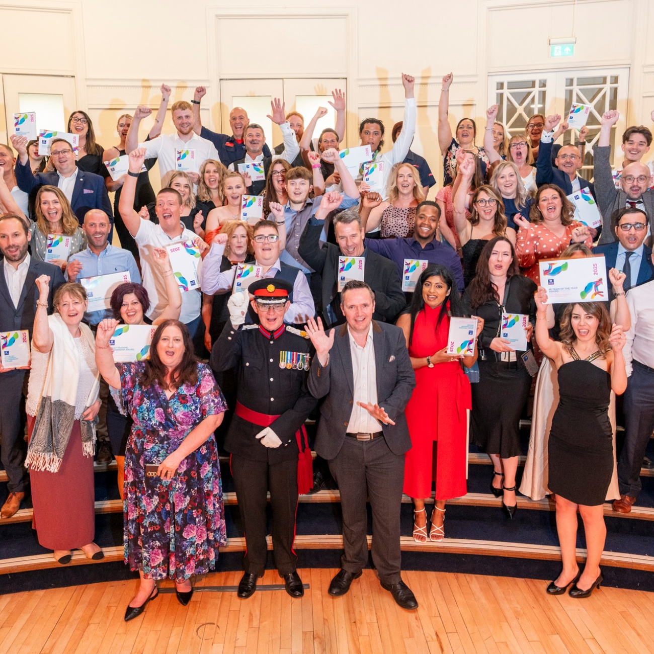 Business Award Winners on Stairs