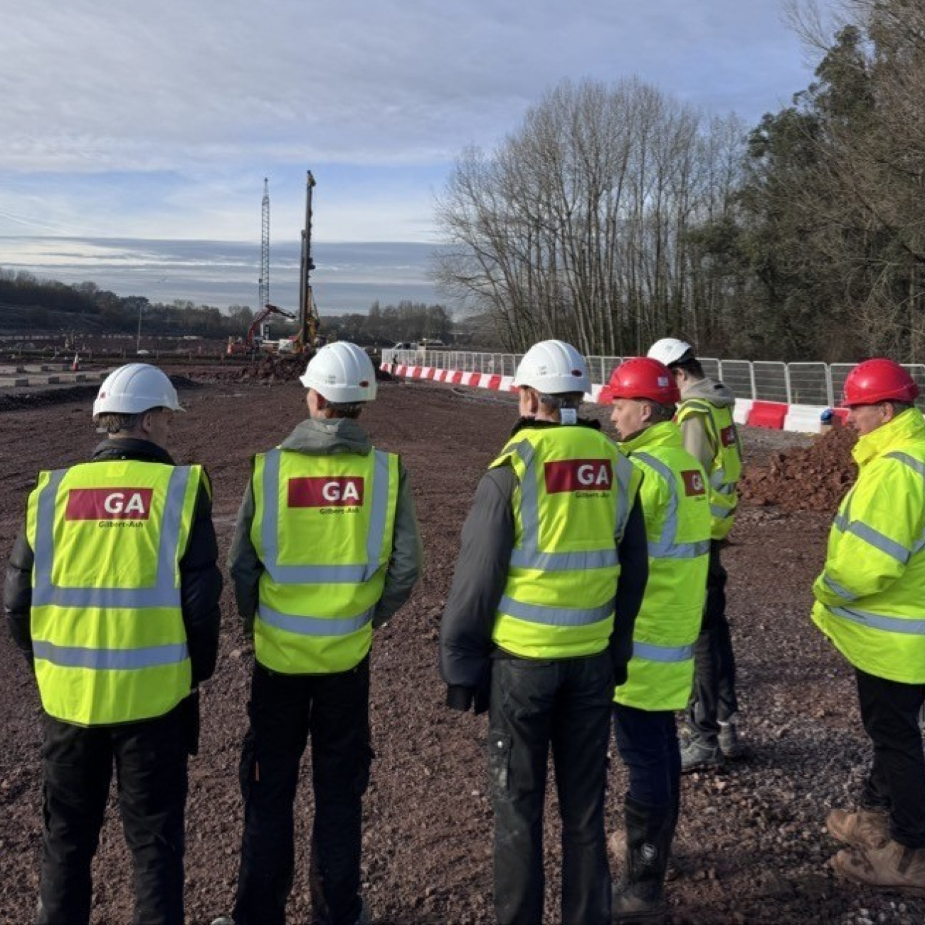 Construction learners on site looking at the work