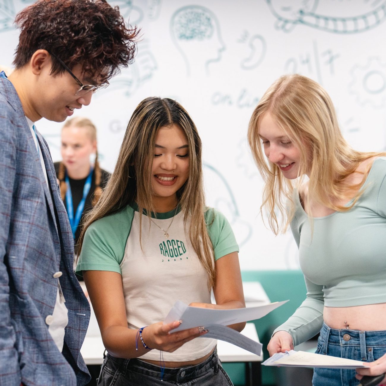 Students collecting results