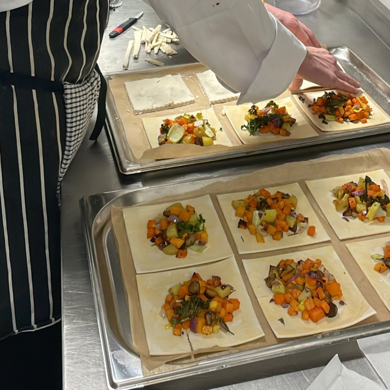 Hospitality students making vegetarian pastries