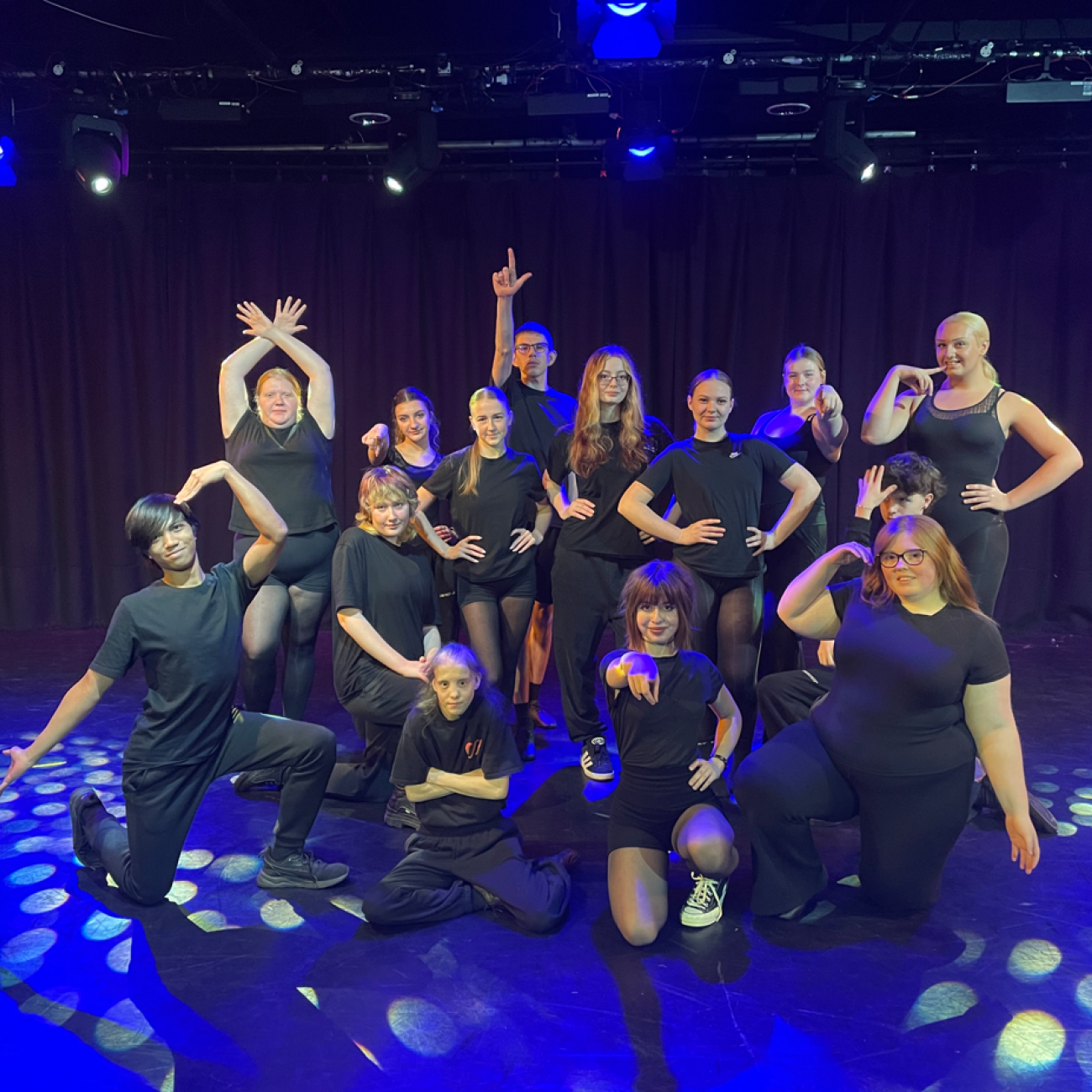 Level 3 Year 1 Performing Arts students posing in formation