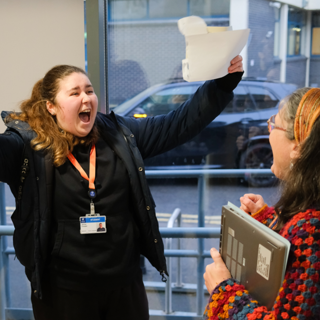 Student celebrating their results