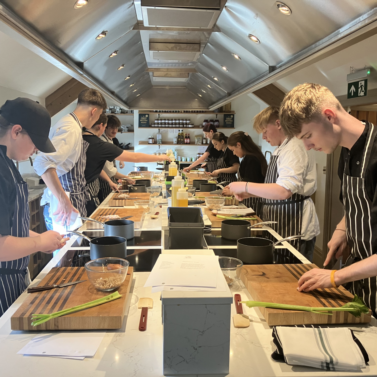 Hospitality and Catering students making risotto
