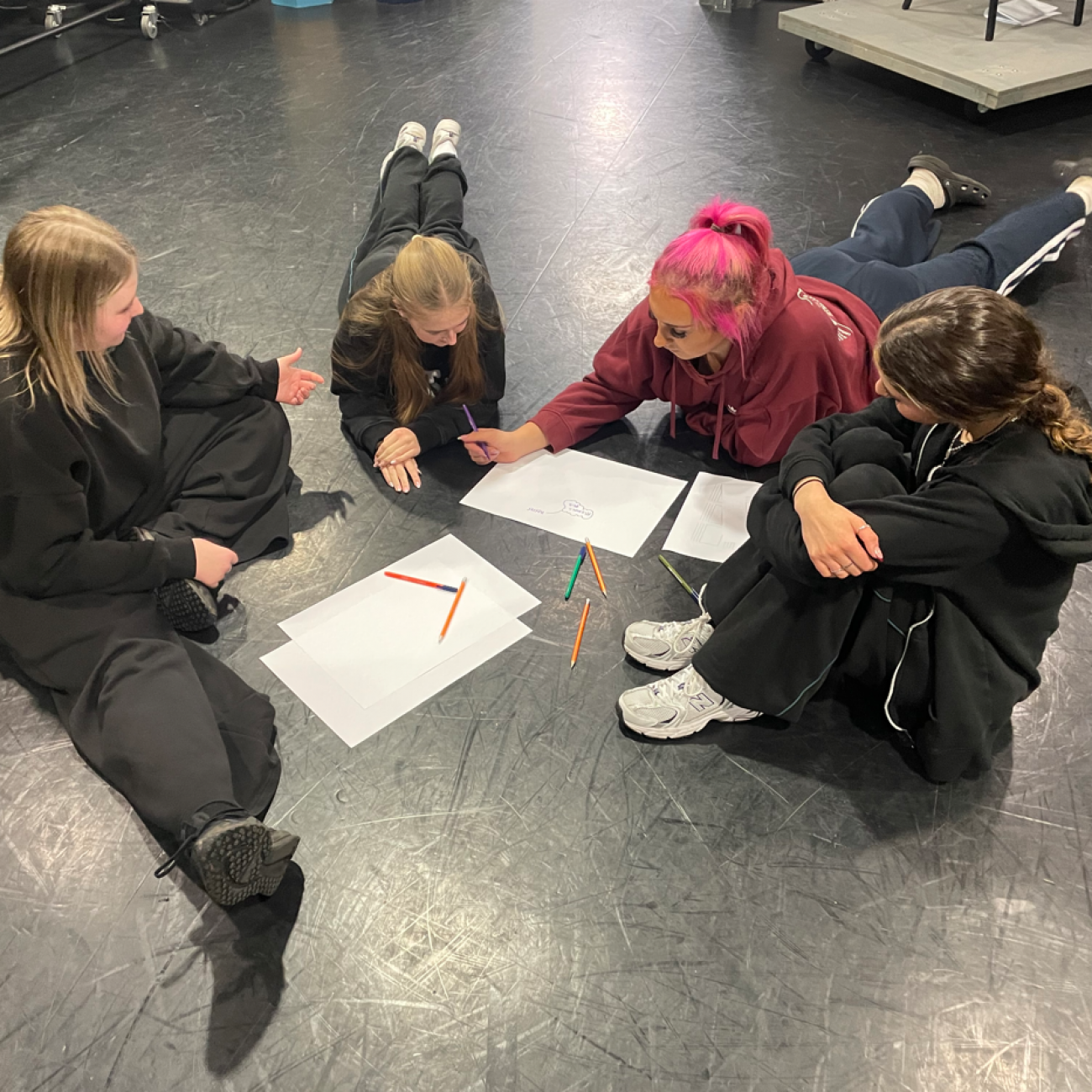 Students working together to create a film idea