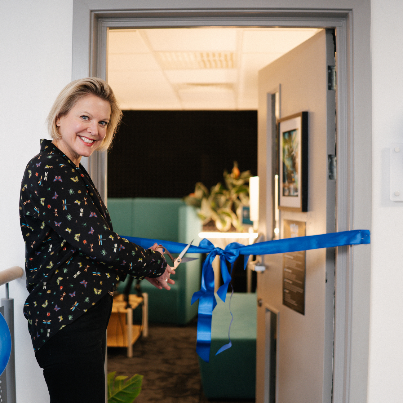 Sophie Long opening the podcast suite