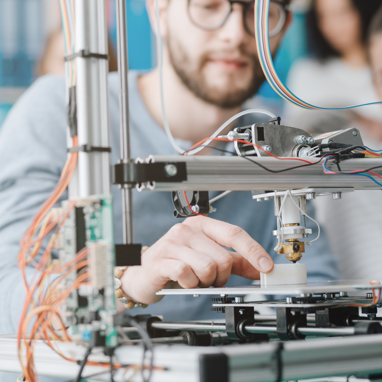 A student working at a workbench