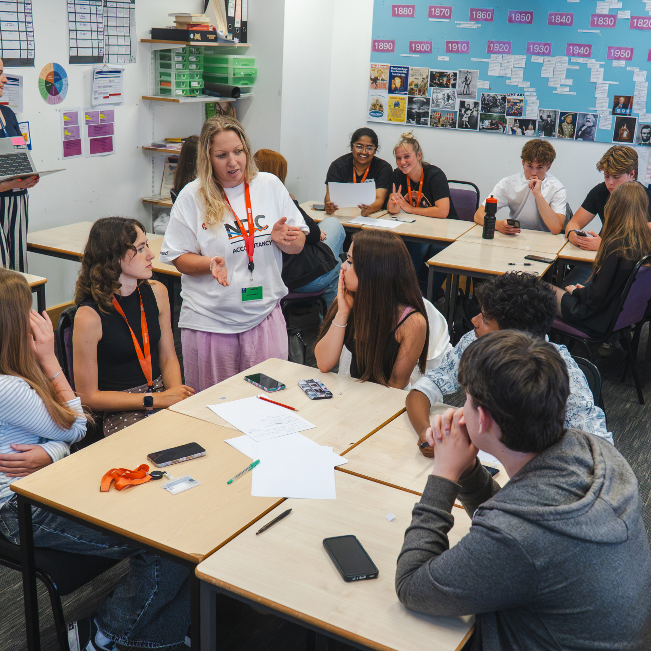 Employer talking to a table of students