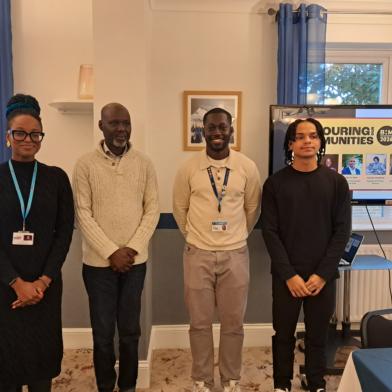 A picture of the three panellists and Weston College Equality, Diversity and Inclusion Manager, Jason Selormey. 