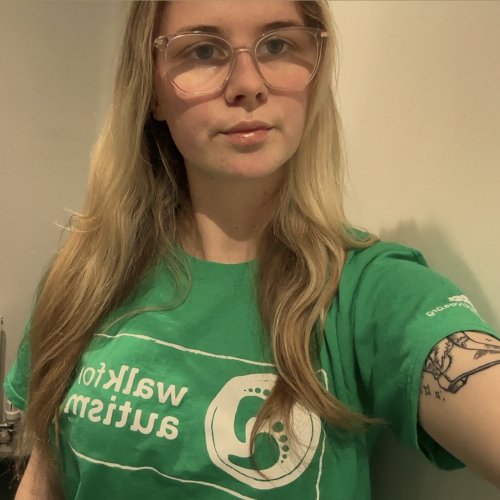 Jess wearing her walk for autism t-shirt