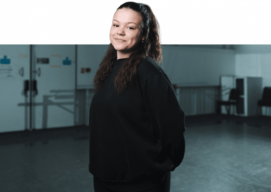 Amalie smiling at the camera