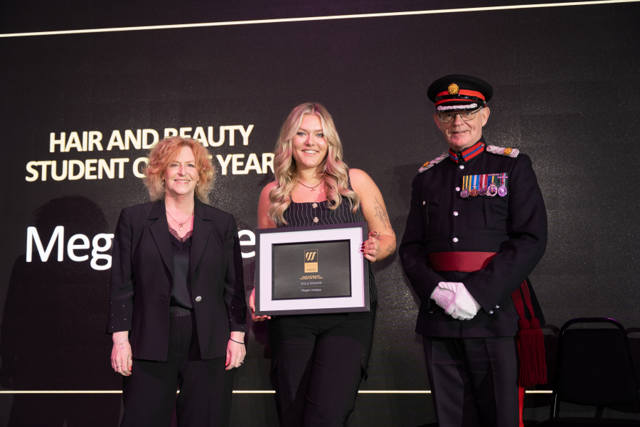 Megan collecting her award