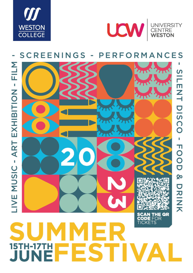 decorative poster for creative arts summer festival in weston-super-mare