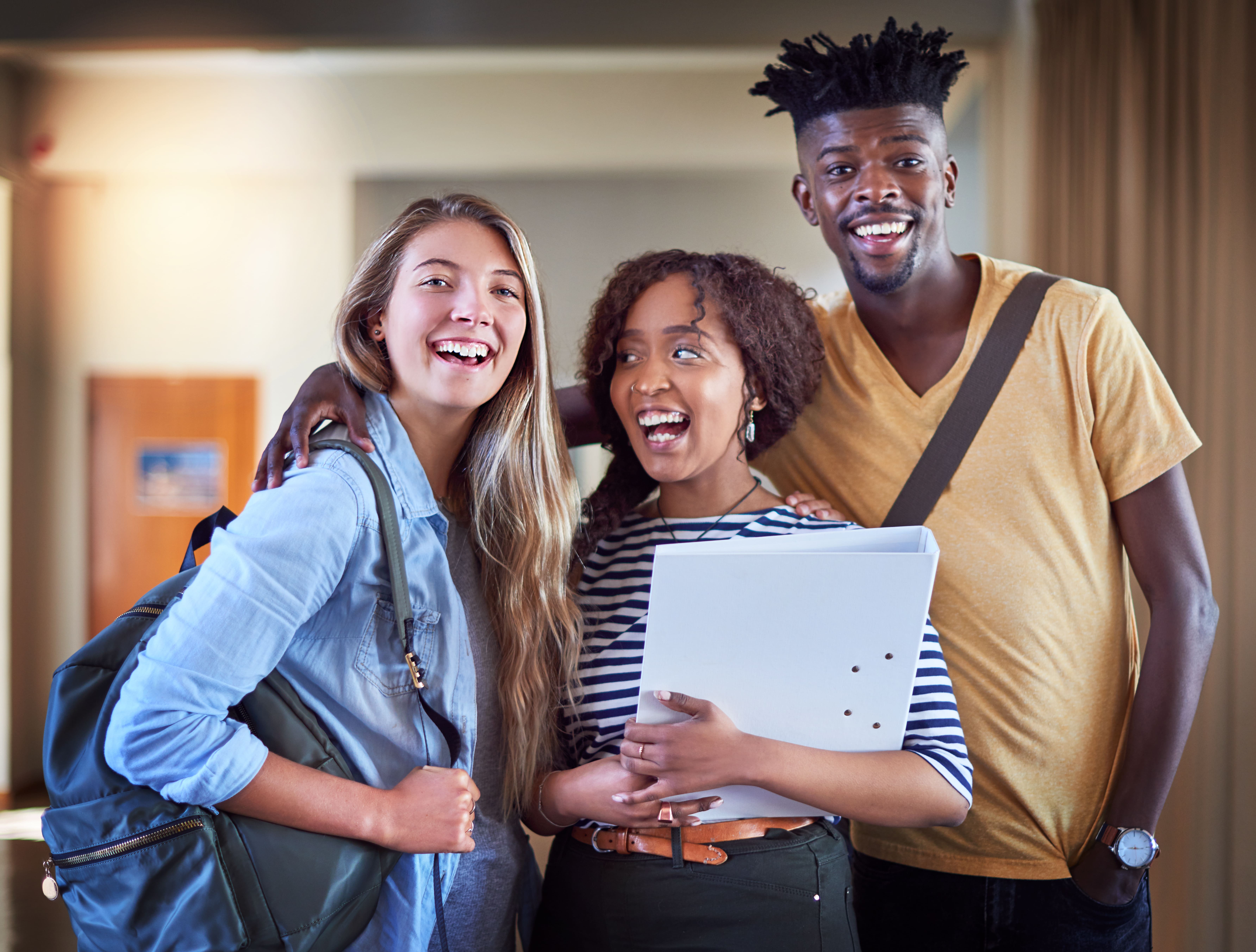 students laughing and smiling together 